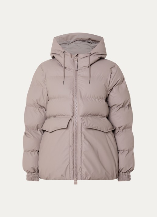 Rains Alta A-Line pufferjack met capuchon - voorkant grijs