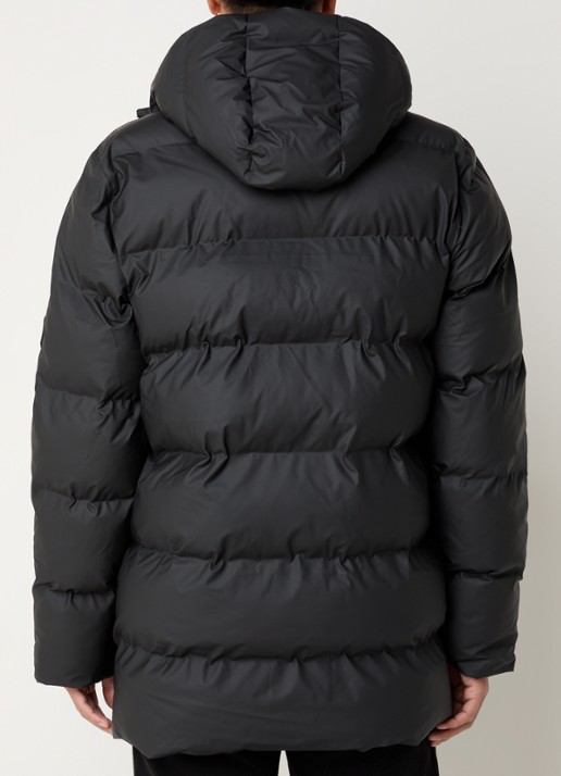 Rains Alta gewatteerde parka met capuchon - achterkant 3 zwart