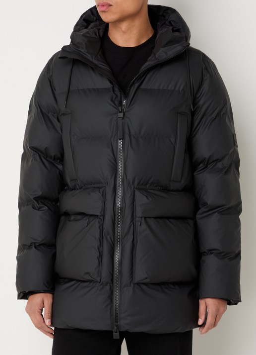 Rains Alta gewatteerde parka met capuchon - detail 4 zwart