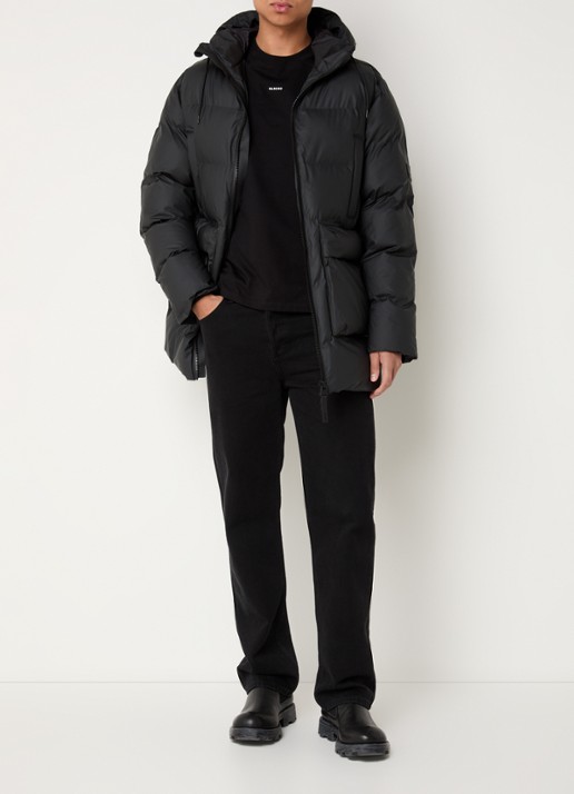 Rains Alta gewatteerde parka met capuchon - voorkant 2 zwart