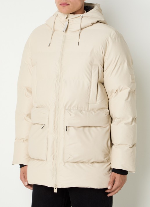 Rains Alta gewatteerde parka met capuchon - detail beige