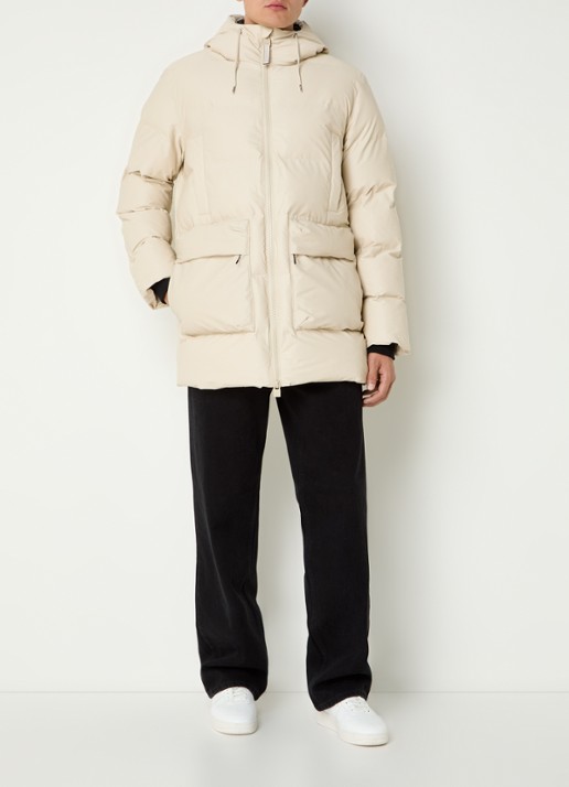 Rains Alta gewatteerde parka met capuchon - voorkant 3 beige