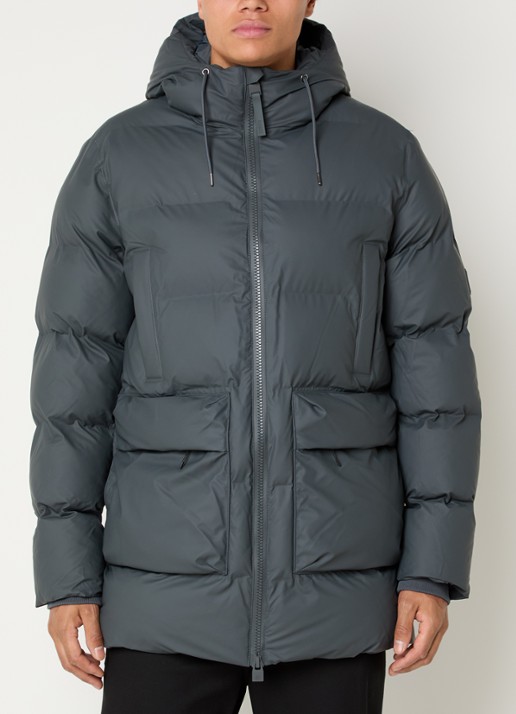 Rains Alta gewatteerde parka met capuchon - detail 4 grijs