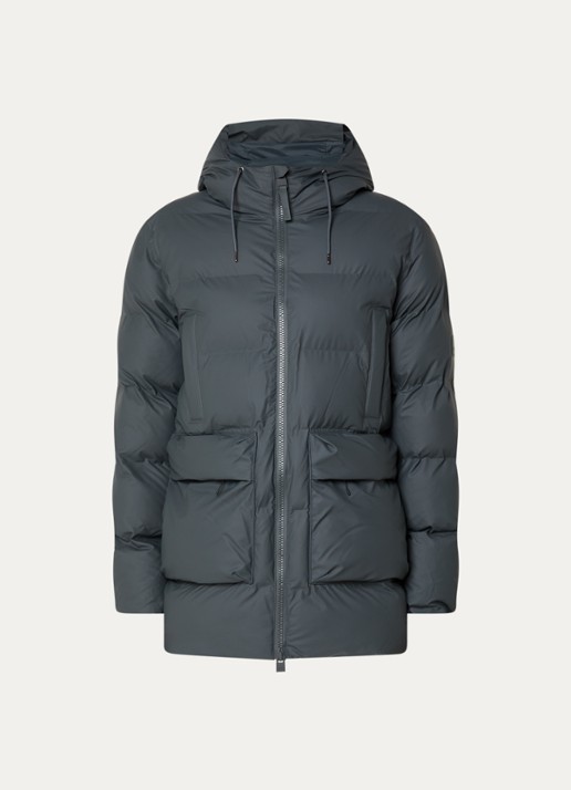 Rains Alta gewatteerde parka met capuchon - voorkant 2 grijs
