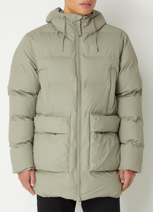 Rains Alta gewatteerde parka met capuchon - detail 4 olijfgroen