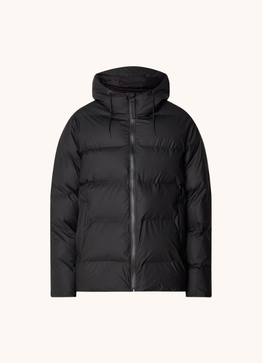 Rains Alta puffer jack met capuchon en steekzakken - voorkant zwart