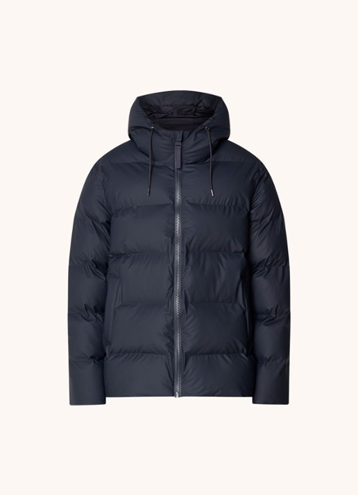 Rains Alta puffer jack met capuchon en steekzakken - voorkant 3 donkerblauw