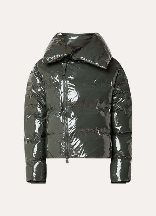 Rains Alta Vision puffer jas met waterafstotende coating en glanzende finish - voorkant 5 legergroen