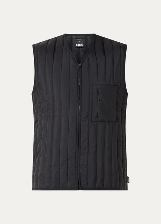 Rains Banja bodywarmer met borstzak - voorkant zwart