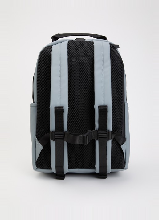 Rains Clip Front rugzak met 14 inch laptopvak en waterafstotende coating - voorkant 3 blauwgrijs