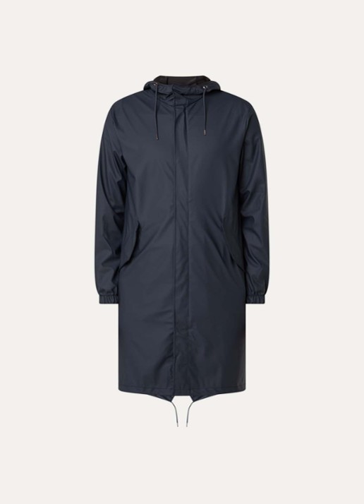 Rains Fishtail parka met capuchon en waterafstotende coating - voorkant 2 donkerblauw