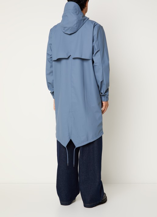 Rains Fishtail parka met steekzakken - achterkant 2 staalblauw