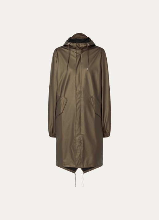 Rains Fishtail parka met steekzakken - voorkant hazelnootbruin