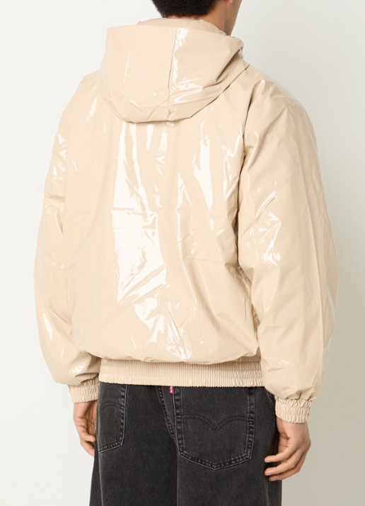 Rains Lohja gewatteerd bomberjack met glanzende finish - achterkant beige