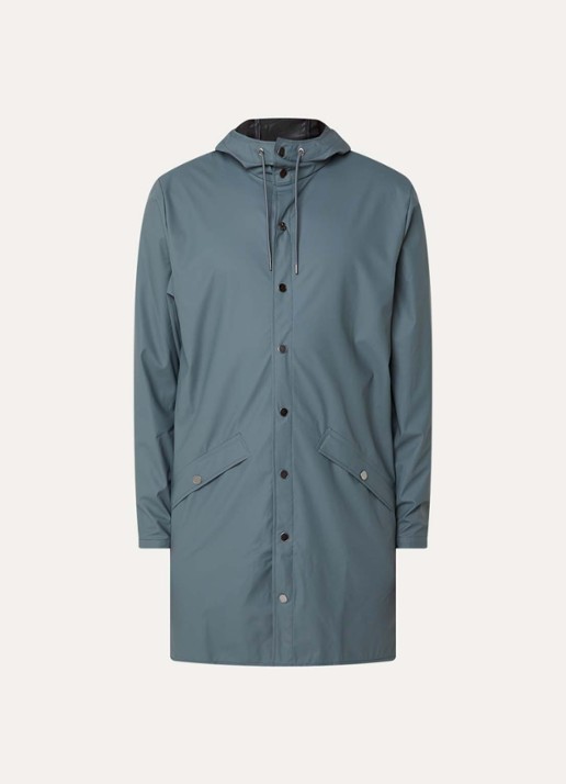 Rains Parka met capuchon en waterafstotende coating - voorkant 2 petrol