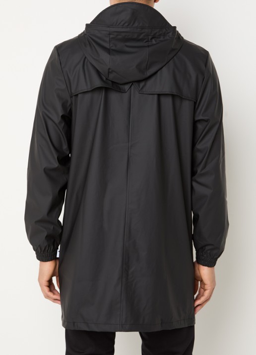 Rains Parka met capuchon en waterafstotende coating - achterkant zwart