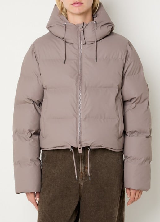 Rains Puffer jack met capuchon en logo