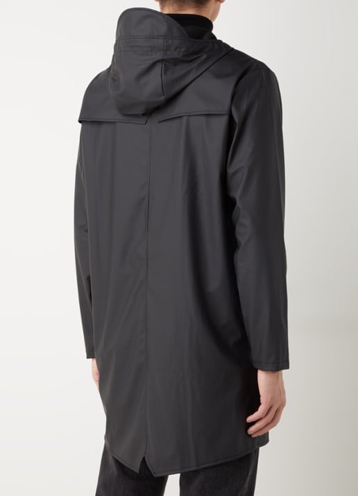 Rains Regenjack met capuchon en klepzakken - unisex - achterkant zwart
