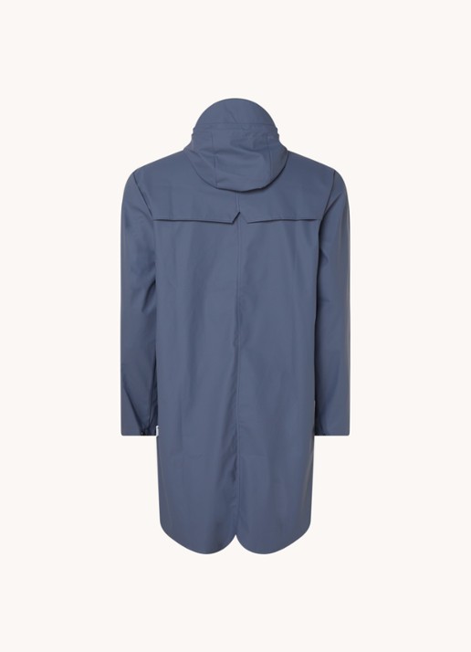 Rains Regenjack met capuchon en klepzakken - unisex - achterkant 3 staalblauw
