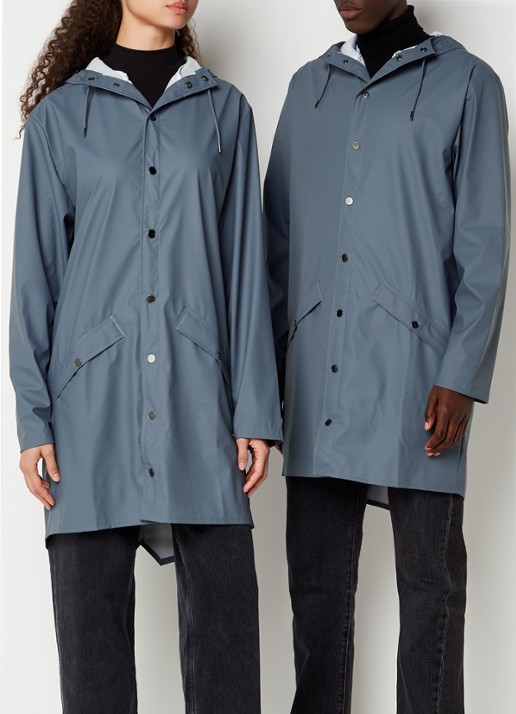 Rains Regenjack met capuchon en klepzakken - unisex - detail 4 staalblauw