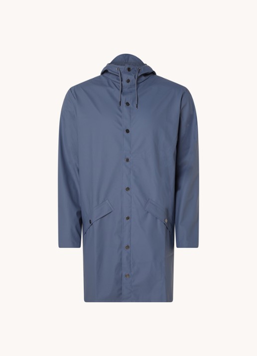 Rains Regenjack met capuchon en klepzakken - unisex - voorkant staalblauw