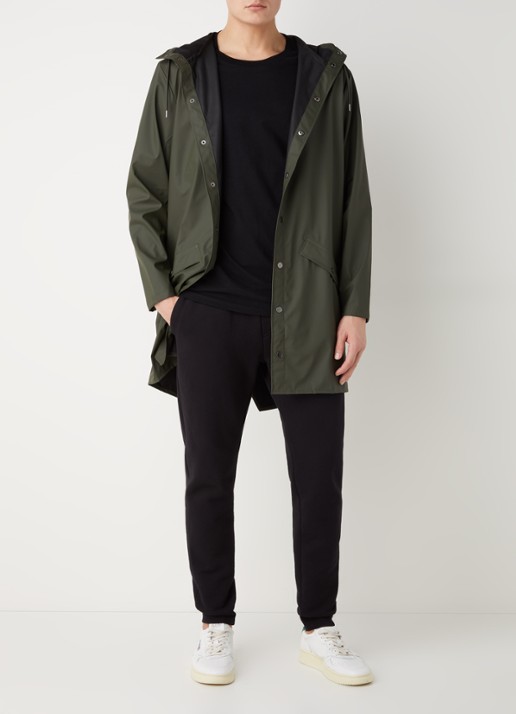 Rains Regenjack met capuchon en klepzakken - unisex - voorkant 3 groen