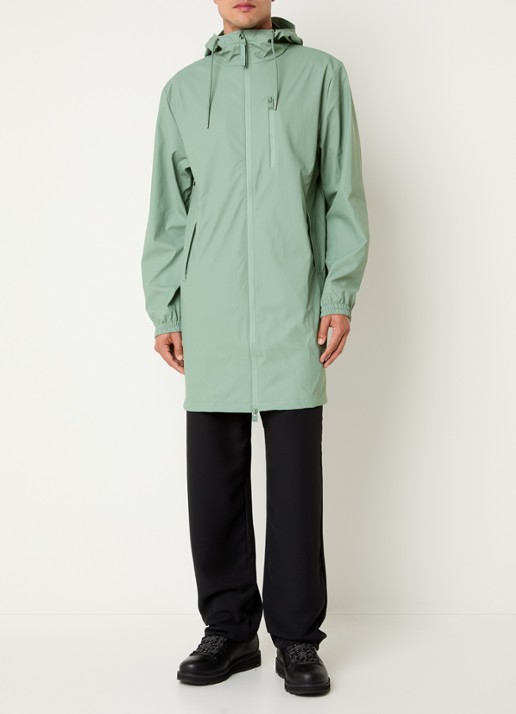 Rains Regenjack met capuchon en steekzakken - voorkant 4 groen