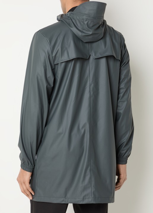 Rains Regenjas met capuchon en steekzakken - achterkant 4 grijs