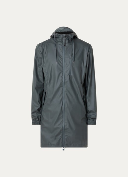 Rains Regenjas met capuchon en steekzakken - voorkant 2 grijs