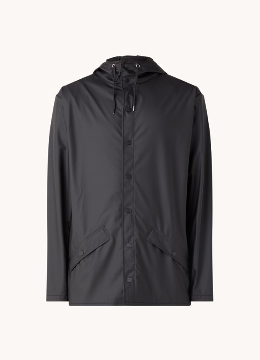 Rains Regenjas met klepzakken en capuchon - voorkant 2 zwart