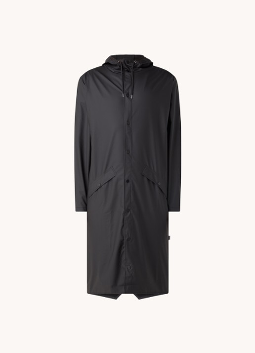 Rains Regenjas met klepzakken en capuchon - voorkant 2 zwart