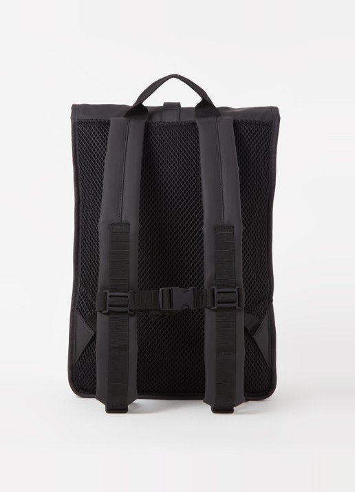 Rains Rolltop rugzak met 16 inch laptopvak - achterkant 2 zwart