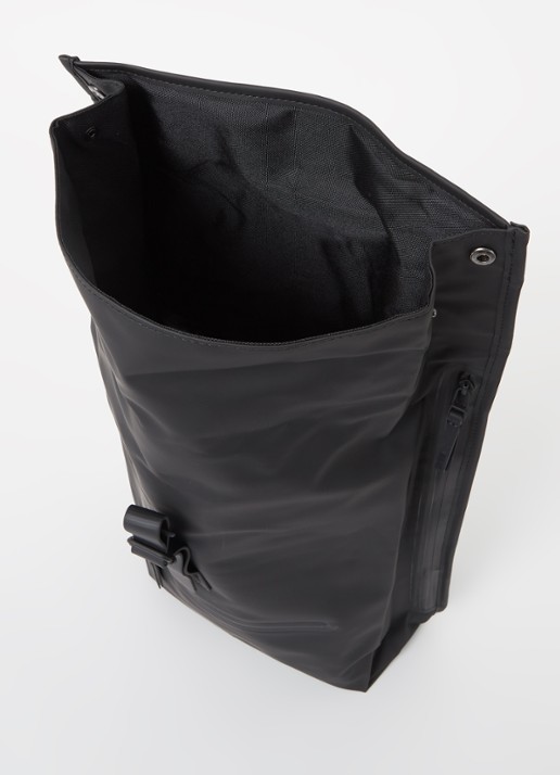 Rains Rolltop rugzak met laptopvak - detail zwart