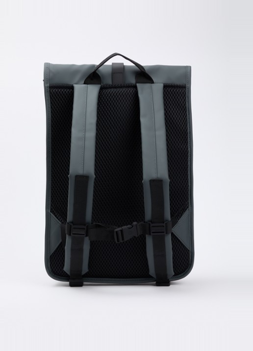 Rains Rolltop rugzak met waterafstotende coating - achterkant 3 antraciet