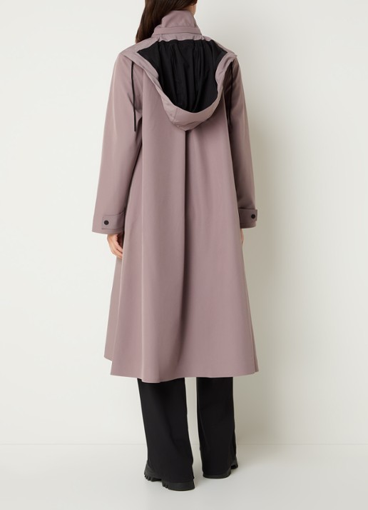 Rains Softshell jas met capuchon en steekzakken - achterkant 2 lichtbruin