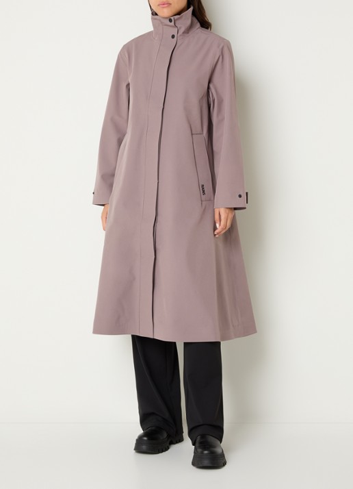 Rains Softshell jas met capuchon en steekzakken - detail lichtbruin