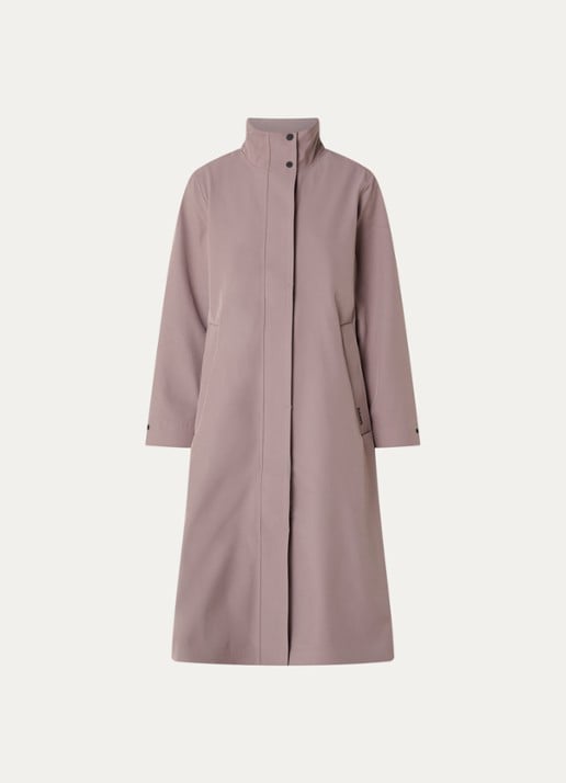 Rains Softshell jas met capuchon en steekzakken - voorkant 3 lichtbruin