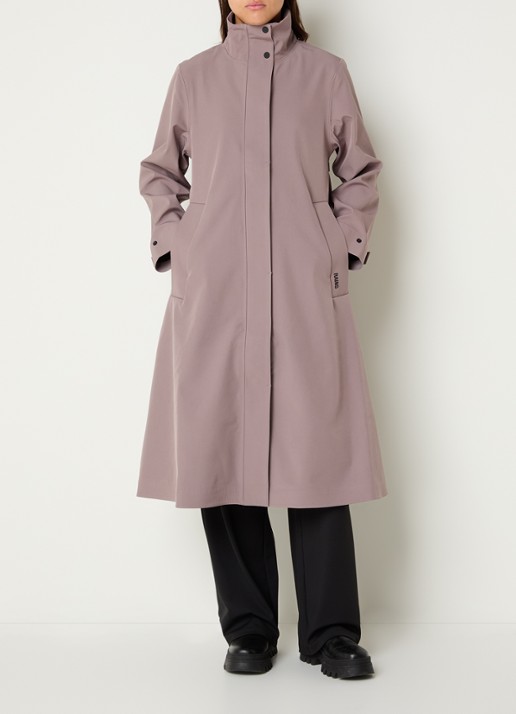 Rains Softshell jas met capuchon en steekzakken - voorkant 4 lichtbruin