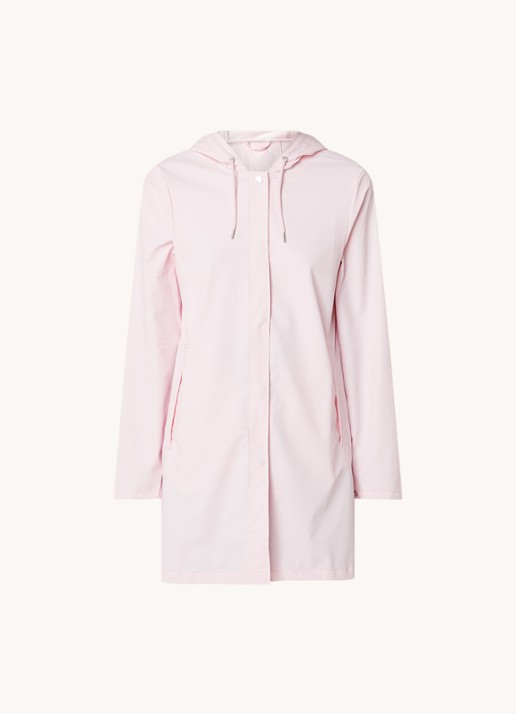 Rains String W parka met capuchon en trekkoord - voorkant roze