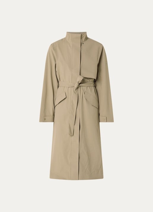 Rains Suv regenjas met strikceintuur en capuchon - voorkant 2 khaki