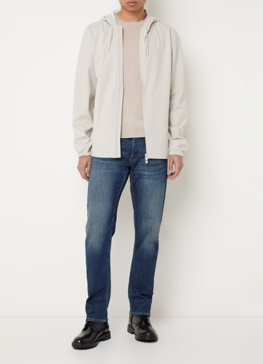 Rains Suva regenjas met capuchon en ritszakken - voorkant 3 beige