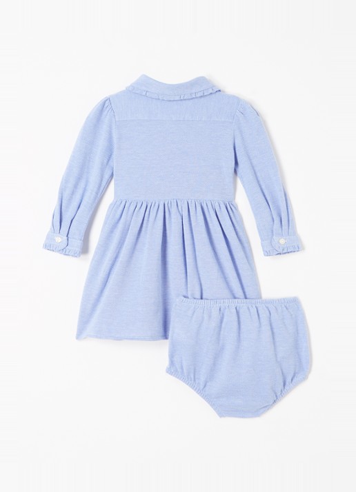 Ralph Lauren A-lijn jurk met logoborduring en bloomer - voorkant 2 kobaltblauw