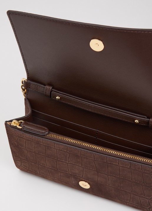 Ralph Lauren Adarr II clutch met crocostructuur - detail 2 lichtbruin