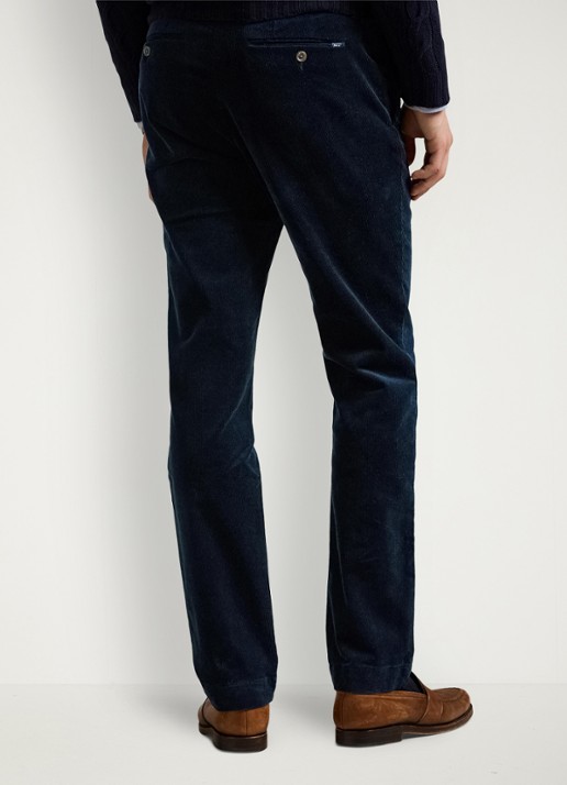 Ralph Lauren Andover slim fit corduroy broek met steekzakken - achterkant 5 aviator navy / donkerblauw