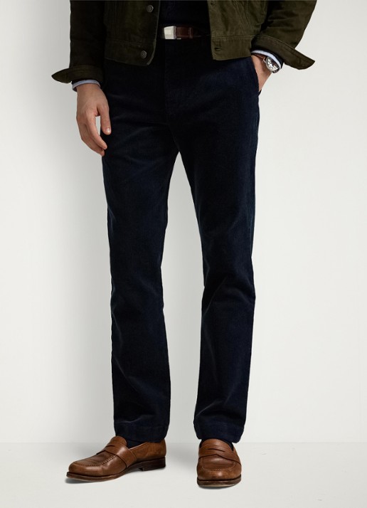 Ralph Lauren Andover slim fit corduroy broek met steekzakken - detail aviator navy / donkerblauw
