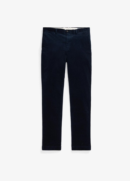 Ralph Lauren Andover slim fit corduroy broek met steekzakken - voorkant 3 aviator navy / donkerblauw