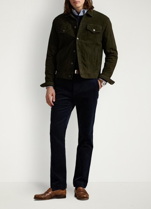 Ralph Lauren Andover slim fit corduroy broek met steekzakken - voorkant 4 aviator navy / donkerblauw