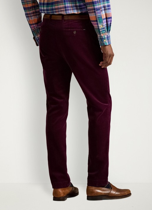 Ralph Lauren Andover slim fit corduroy broek met steekzakken - achterkant 3 ruby / donkerrood