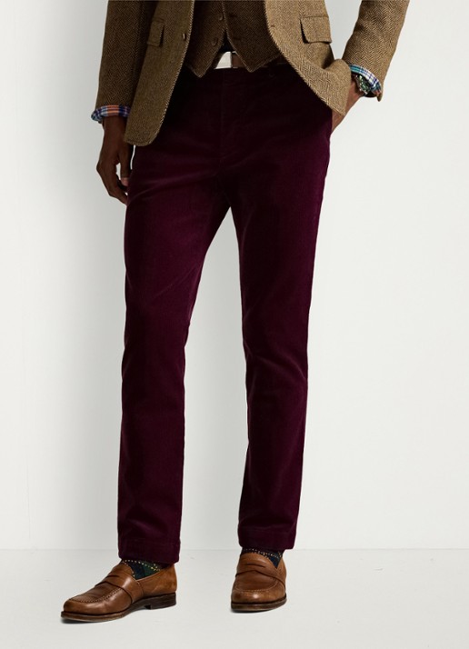 Ralph Lauren Andover slim fit corduroy broek met steekzakken - detail 4 ruby / donkerrood