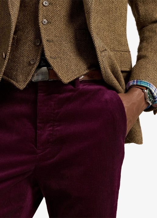Ralph Lauren Andover slim fit corduroy broek met steekzakken - detail 5 ruby / donkerrood